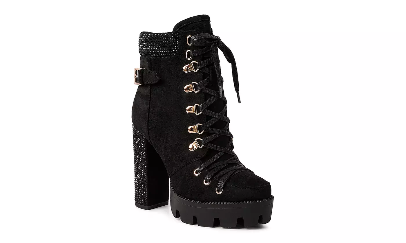 London Rag Birch Block Heeled Ankle Booties