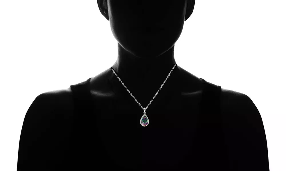 4.00 CTTW Genuine Rainbow Topaz Pear Cut Necklace In Giftbox