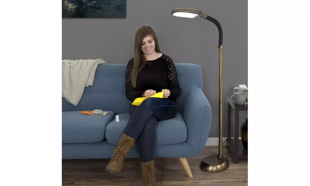 Natural Full Spectrum Sunlight Reading Floor Lamp by Lavish Home (Brass) - Second Medium