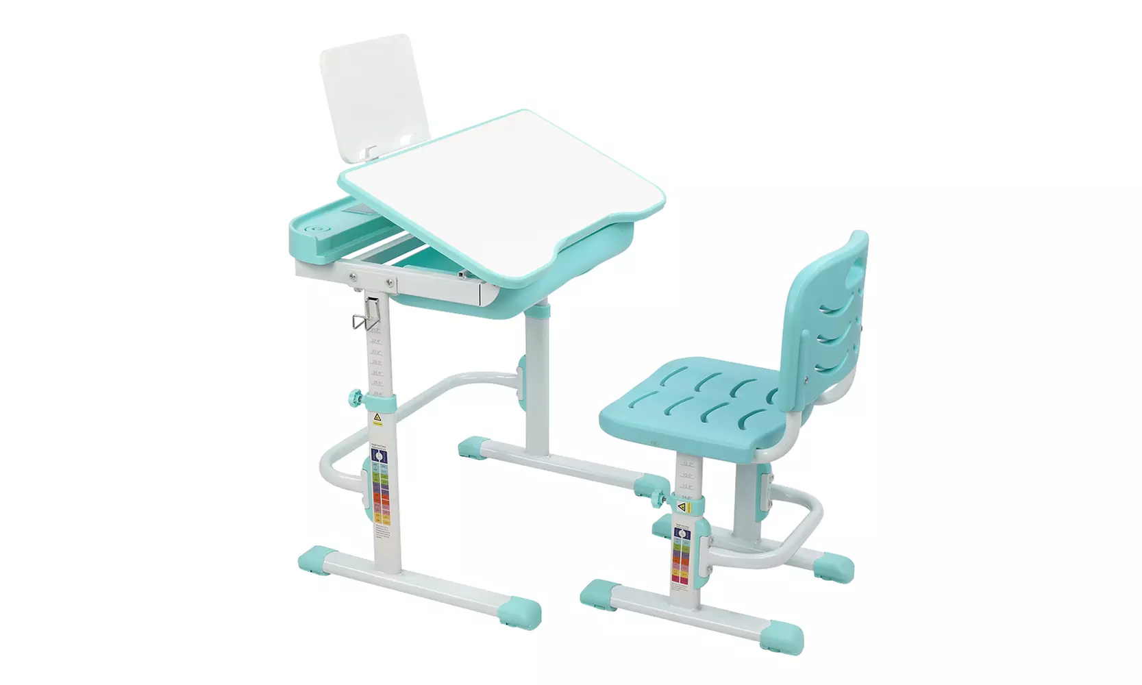 70CM Lifting Table Can Tilt Children Learning Table And Chair Turquoise - Primary Image