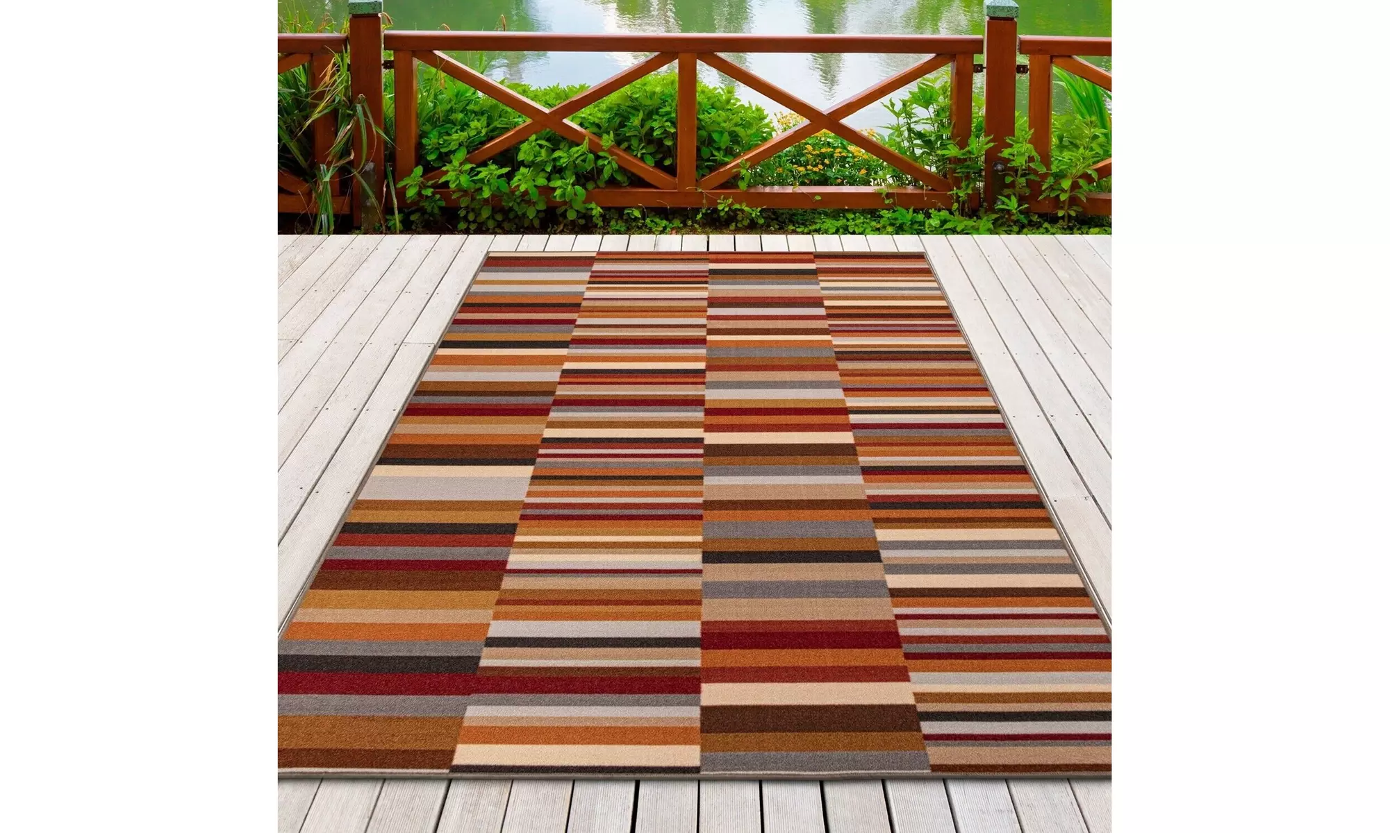 Superior Arden Striped Non Slip Area Rug Door Mat Washable Indoor Outdoor Rugs - Second Medium