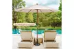 Costway 10FT Patio Wooden Market Table Umbrella Pulley with 8 Bamboo Ribs - Second Medium