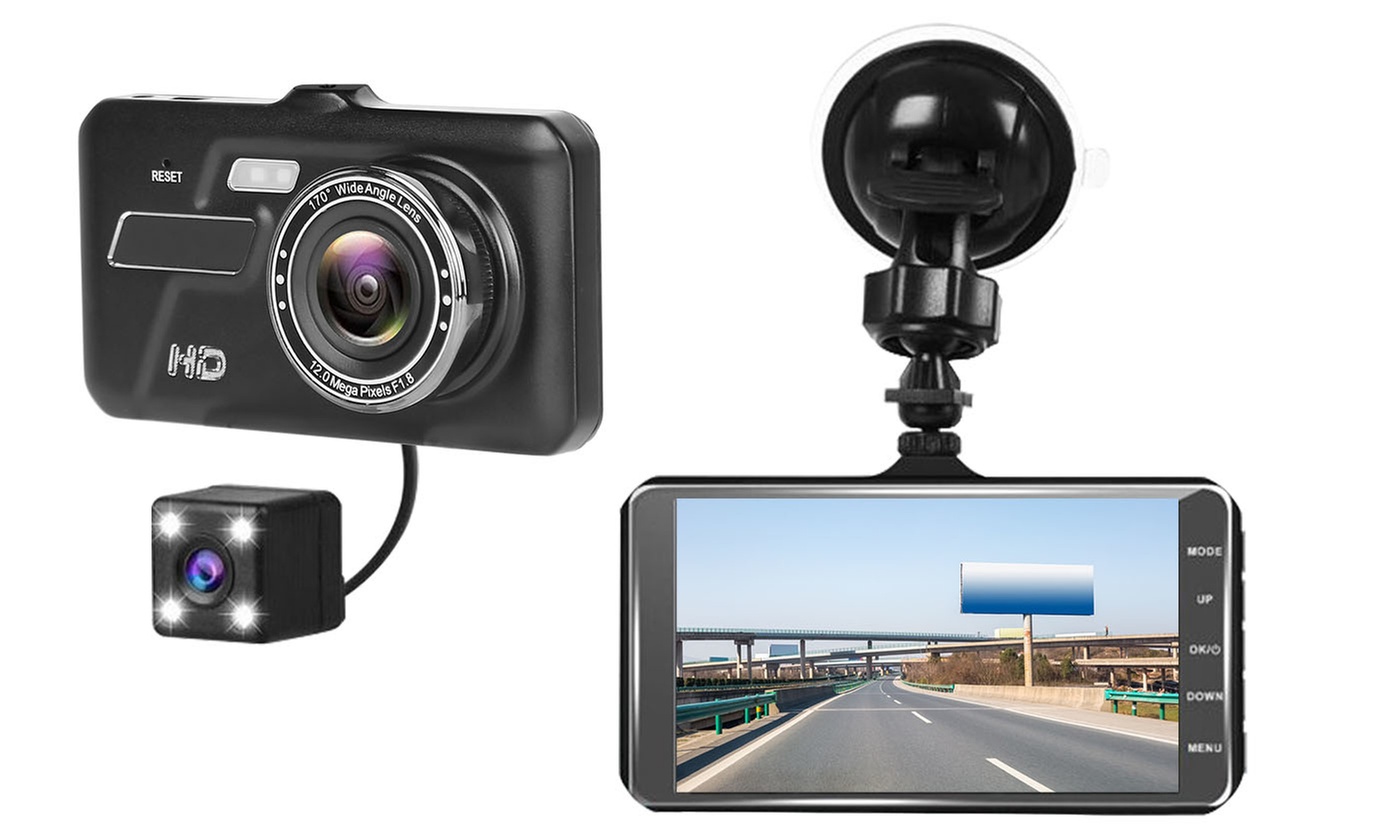 iMounTEK 1080P Dual Camera Dash Cam 4" Touchscreen Car DVR Camera Video Recorder