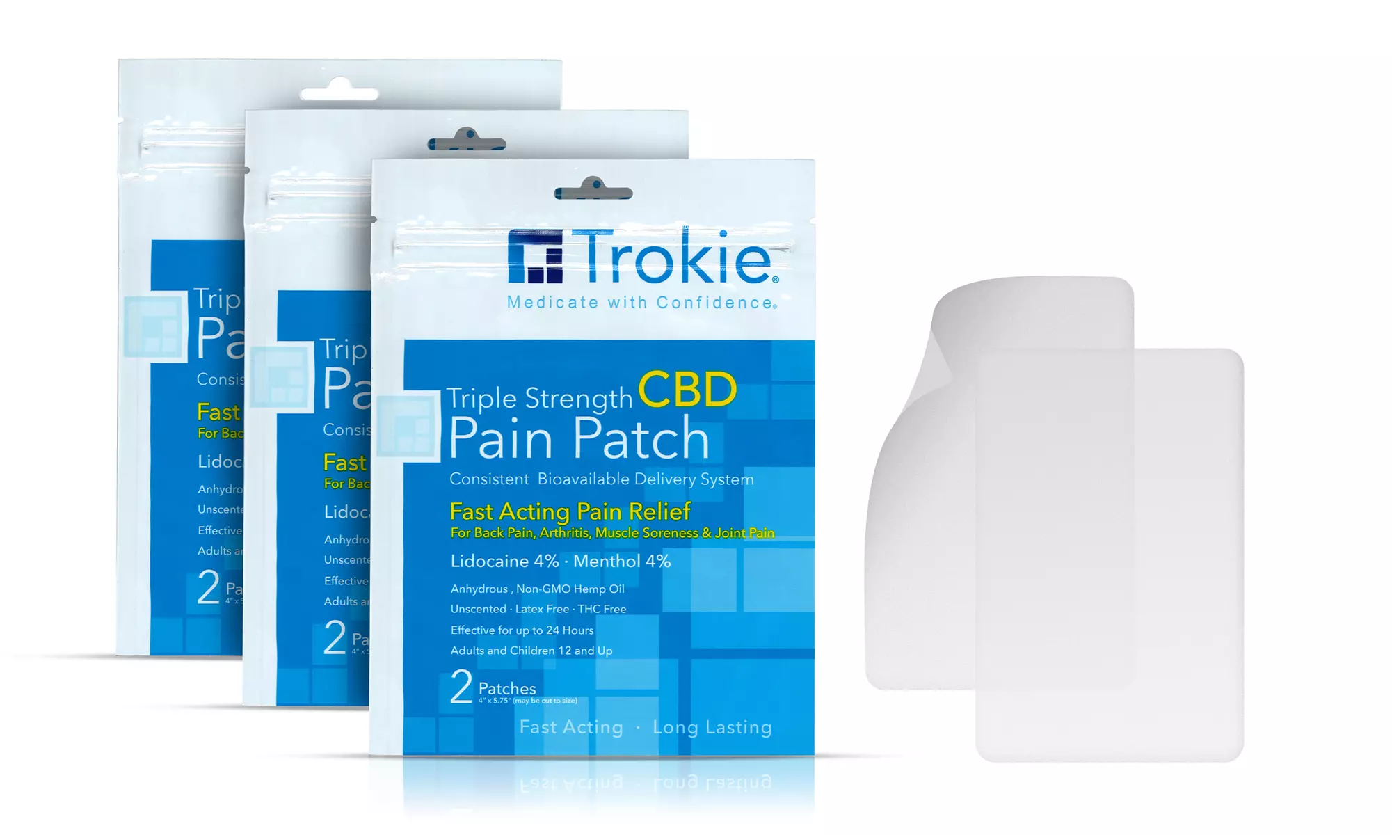 Pharmaceutical Grade 12-Hour Pain Relief CBD Patch w/ Lidocaine & Menthol - Primary Image