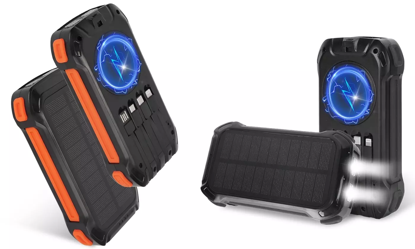 iMounTEK 49800mAh Solar Power Bank with 22.5W PD Fast Charging & Built-In Cables