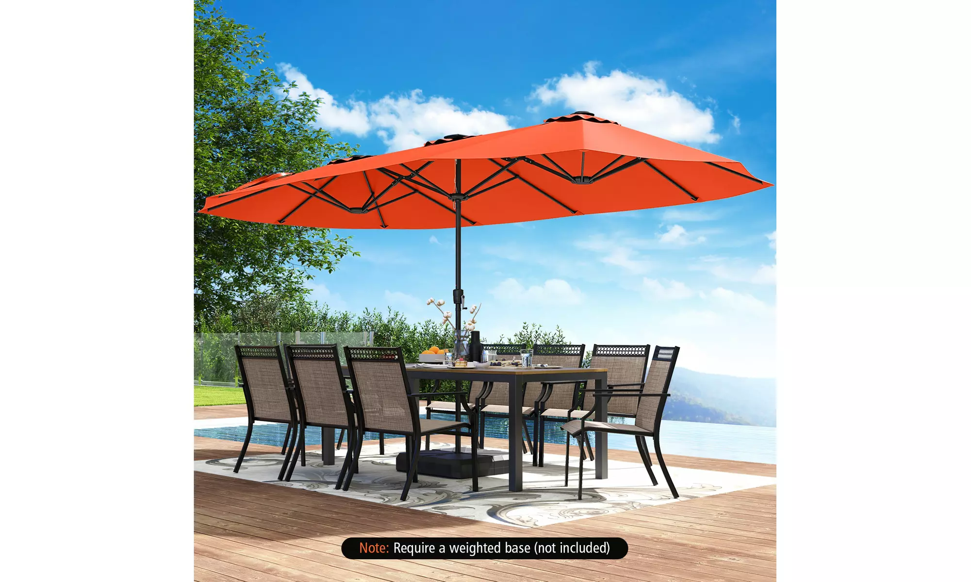 Costway 15.5 FT Extra-Large Patio Umbrella with LED Solar Lights