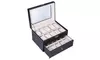20 Compartments Dual Layers Elegant Wooden Watch Collection Box Black
