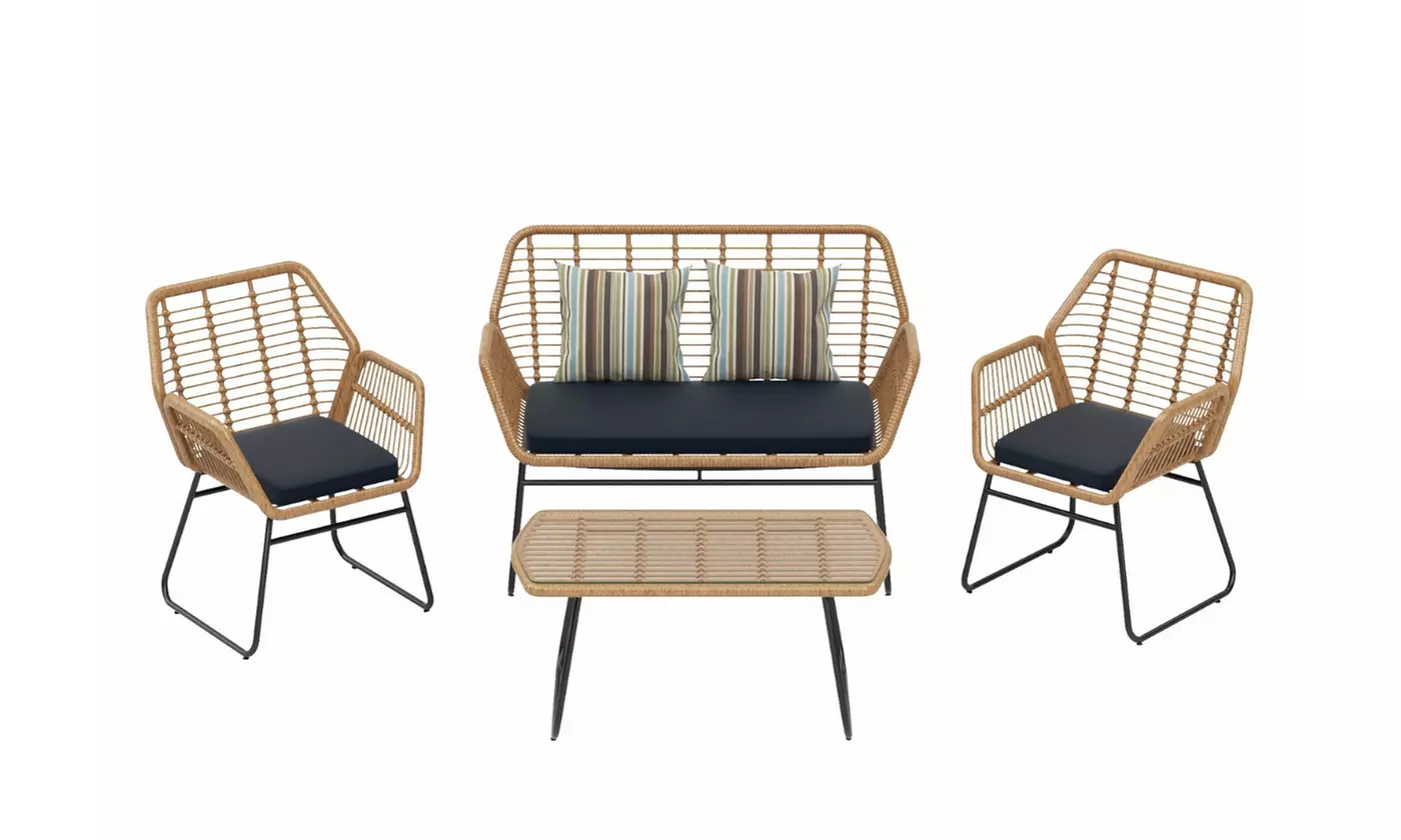 Westin Trends Mcnab 4-Piece Outdoor Patio Rattan Wicker Conversation Set - Second Medium