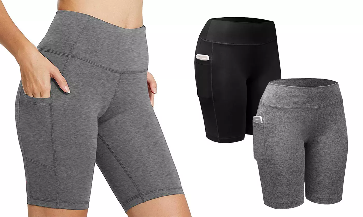 2 Pack Women Yoga High Waist Compression Leggings Sport with Side Pocket  - Primary Image
