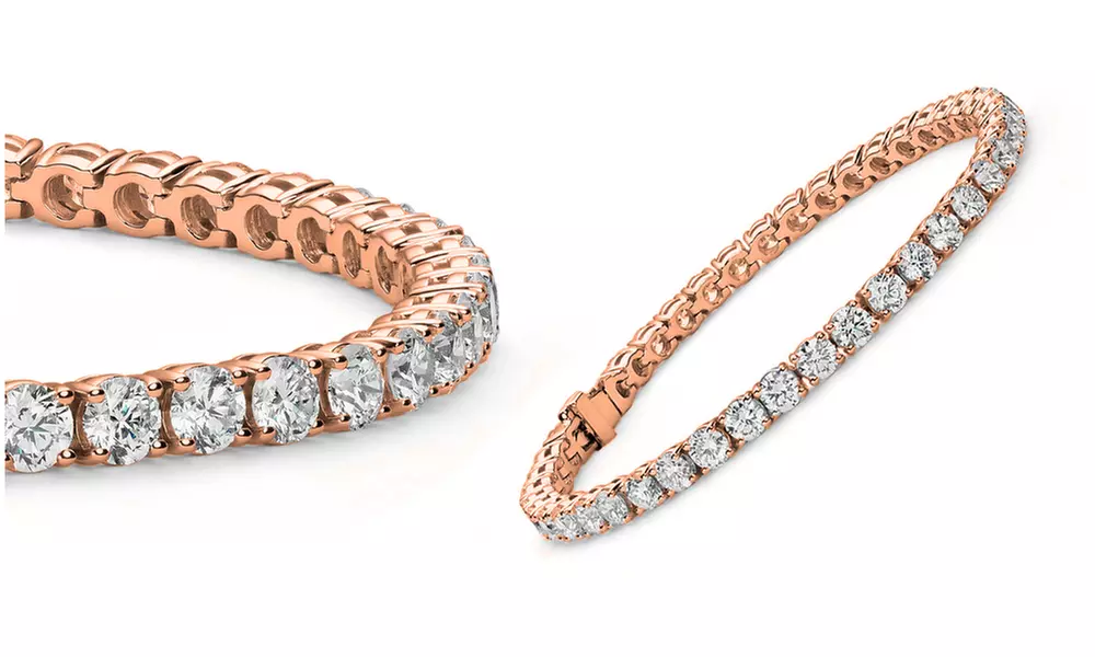 21 CTTW Crystal Tennis Bracelet in 14K Rose Gold Plated - Primary Image