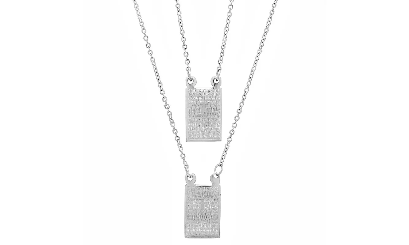 Men's Stainless Steel Reversible Scapular Necklace