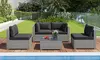Costway Outdoor Patio Sectional Sofa Couch PE Rattan Conversation Set