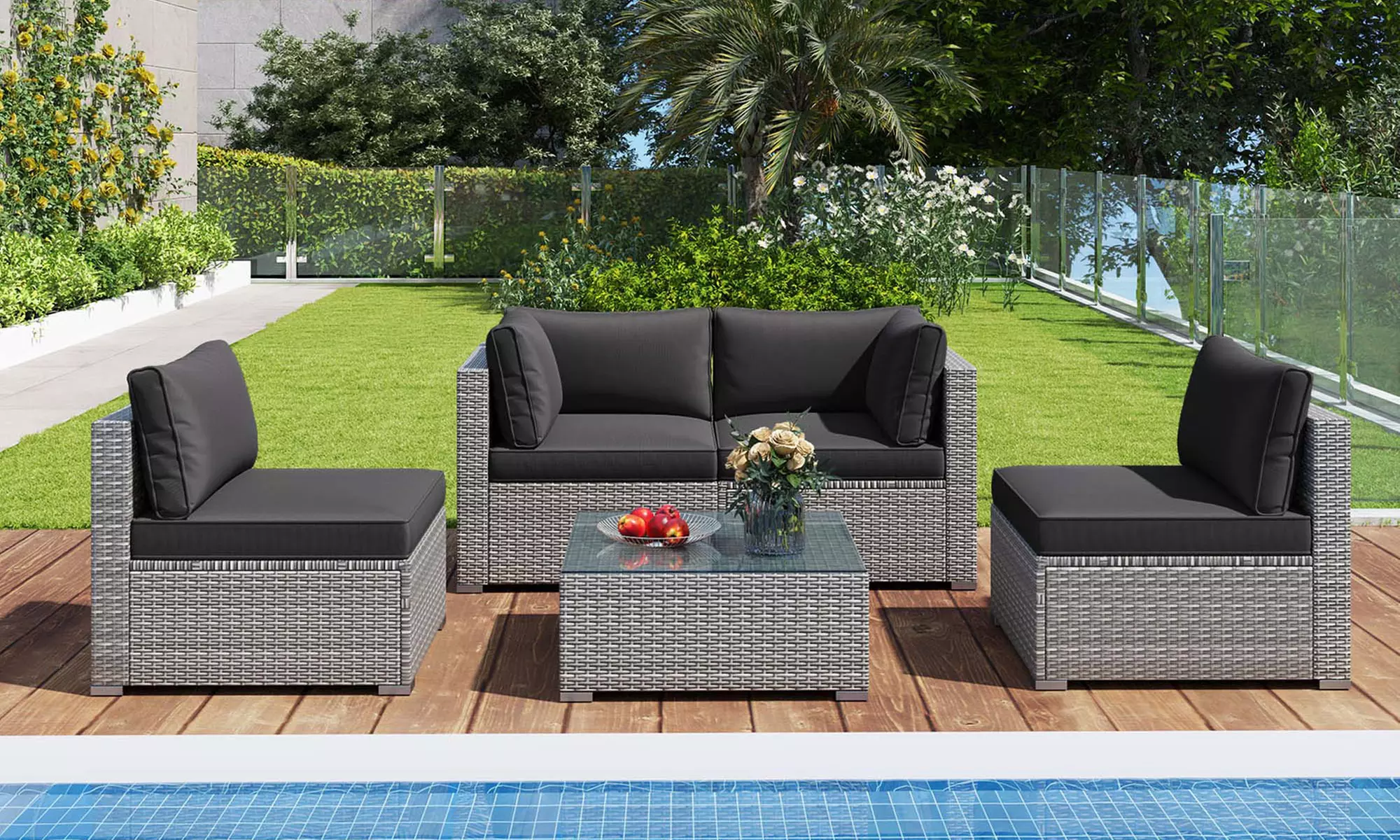 Costway Outdoor Patio Sectional Sofa Couch PE Rattan Conversation Set - Primary Image