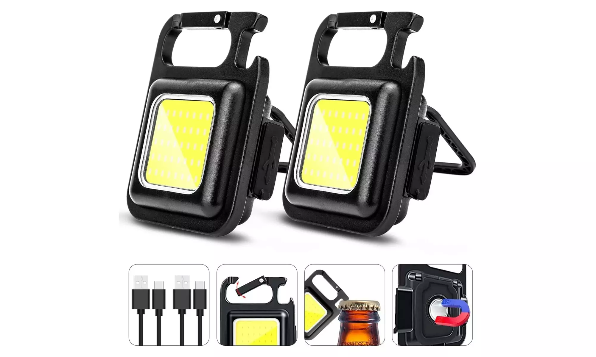 Rechargeable COB Keychain Flashlights with Bottle Opener