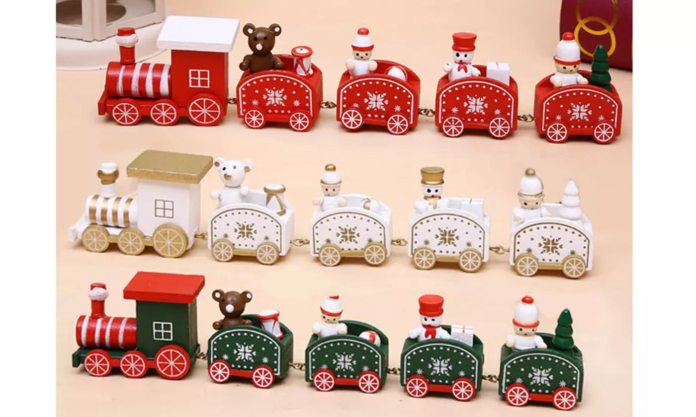 Christmas Wooden Train Santa Claus Xmas Festival Ornament Home Decor - Primary Image