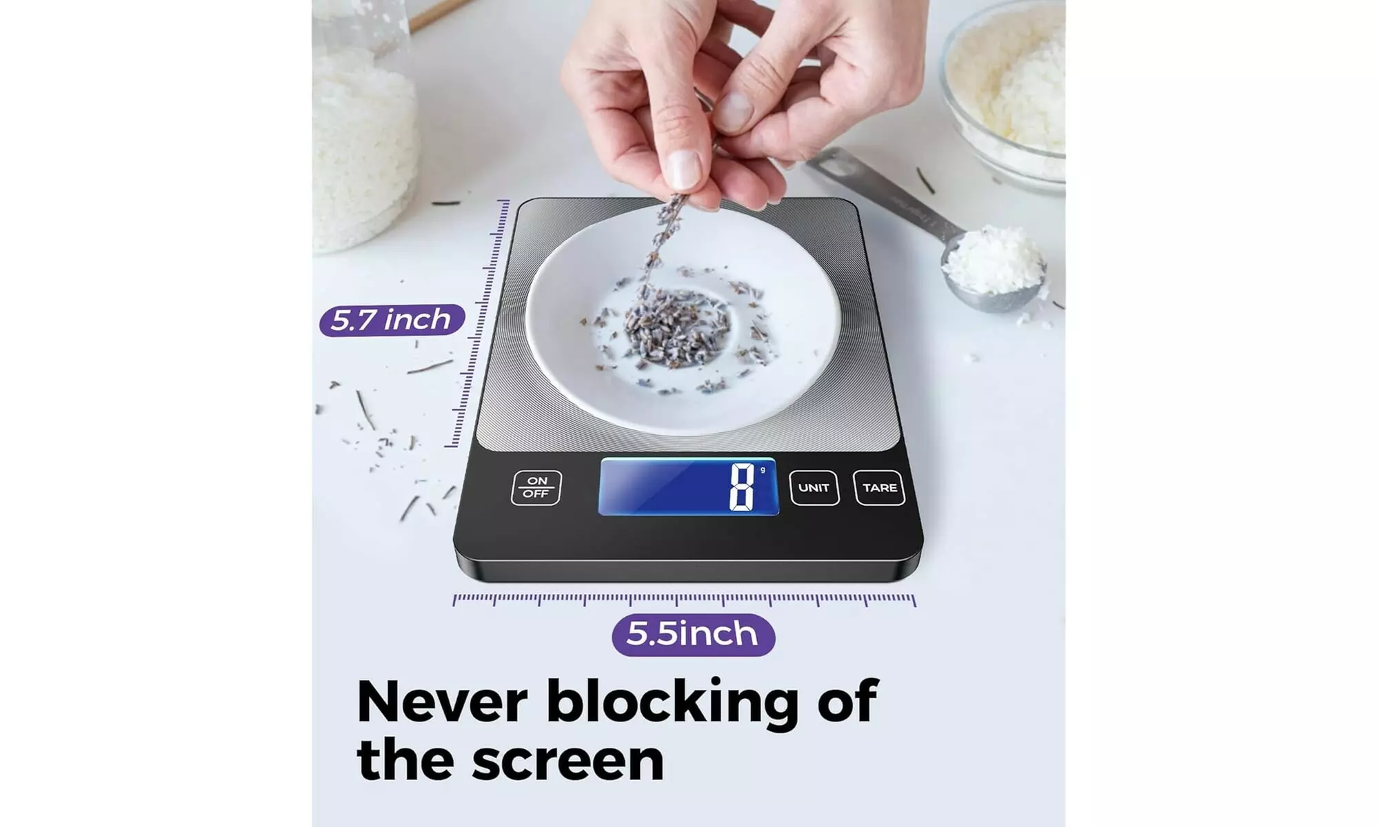 BOSINTY Digital Kitchen Scale 33lb/15kg Rechargeable USB Stainless
