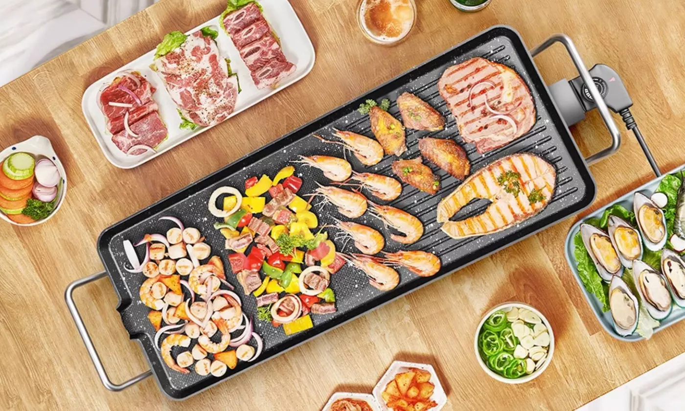 NewHome 1500W Electric Non-Stick BBQ Grill & Tabletop Griddle