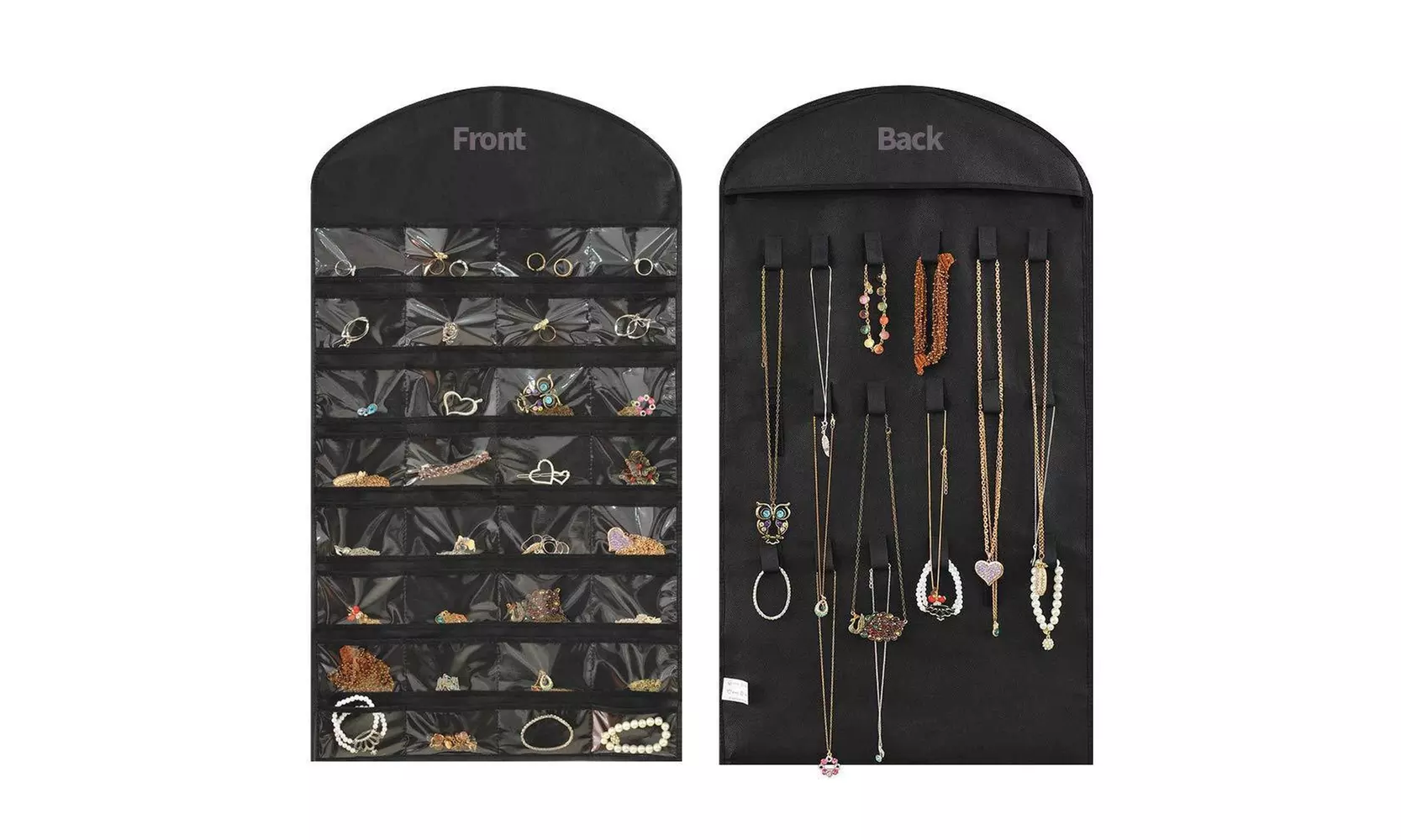 Jewelry Hanging Non-Woven Organizer Holder 32 Pockets 18 Hook & Loops - Primary Image
