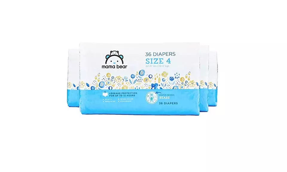 Mama Bear Diapers Size 4, 144 Count, Bears Print (4 packs of 36) - Primary Image