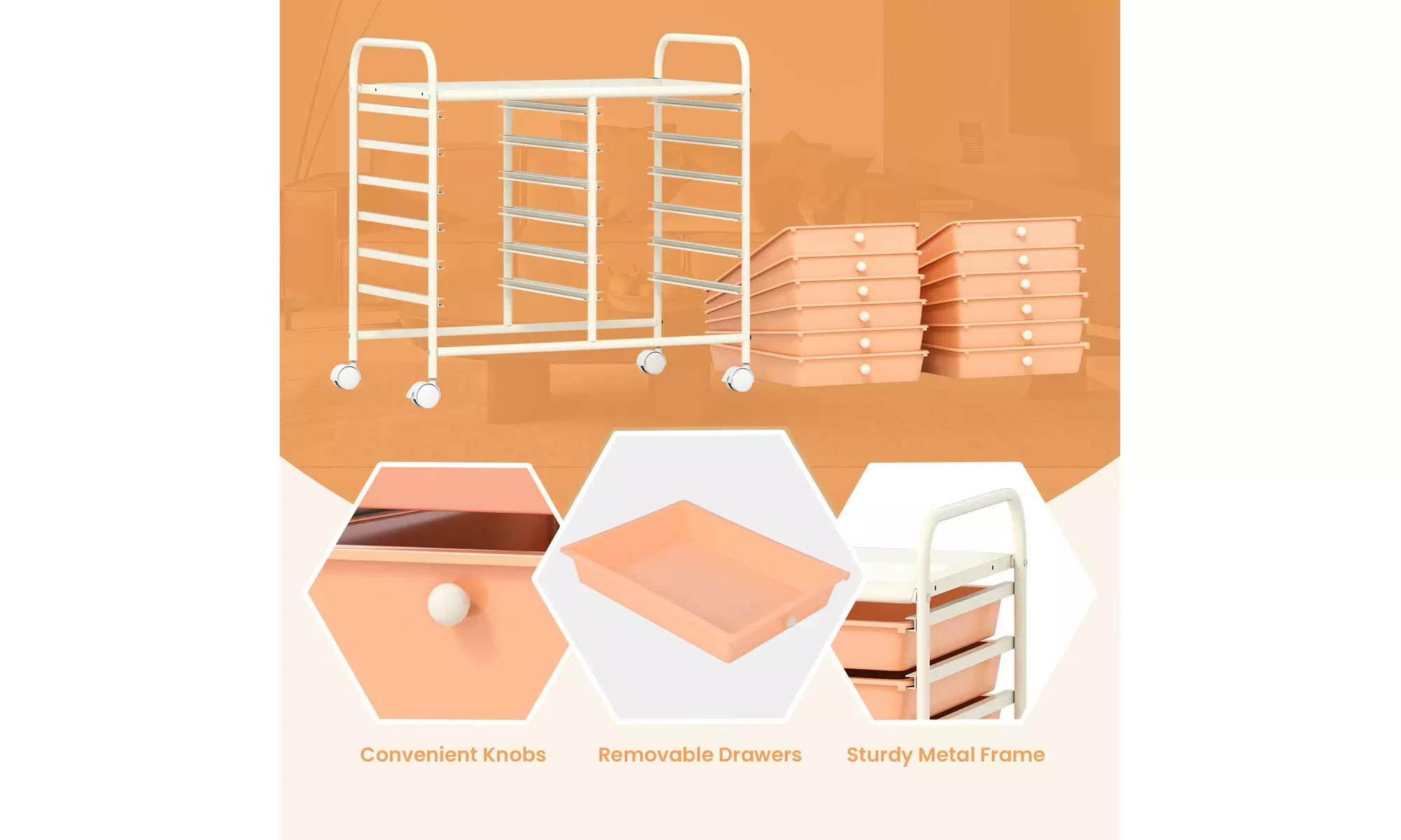 Costway 12 Drawers Rolling Cart Storage Scrapbook Paper Studio Organizer Bins
