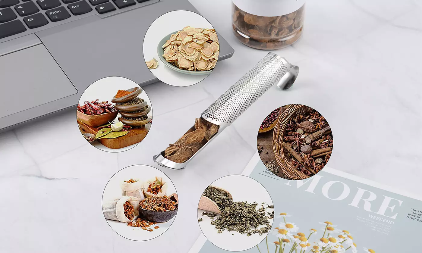 2Pcs Long-Handle Stainless Steel Tea Infuser Filter Stick Pipe Tea Strainer
