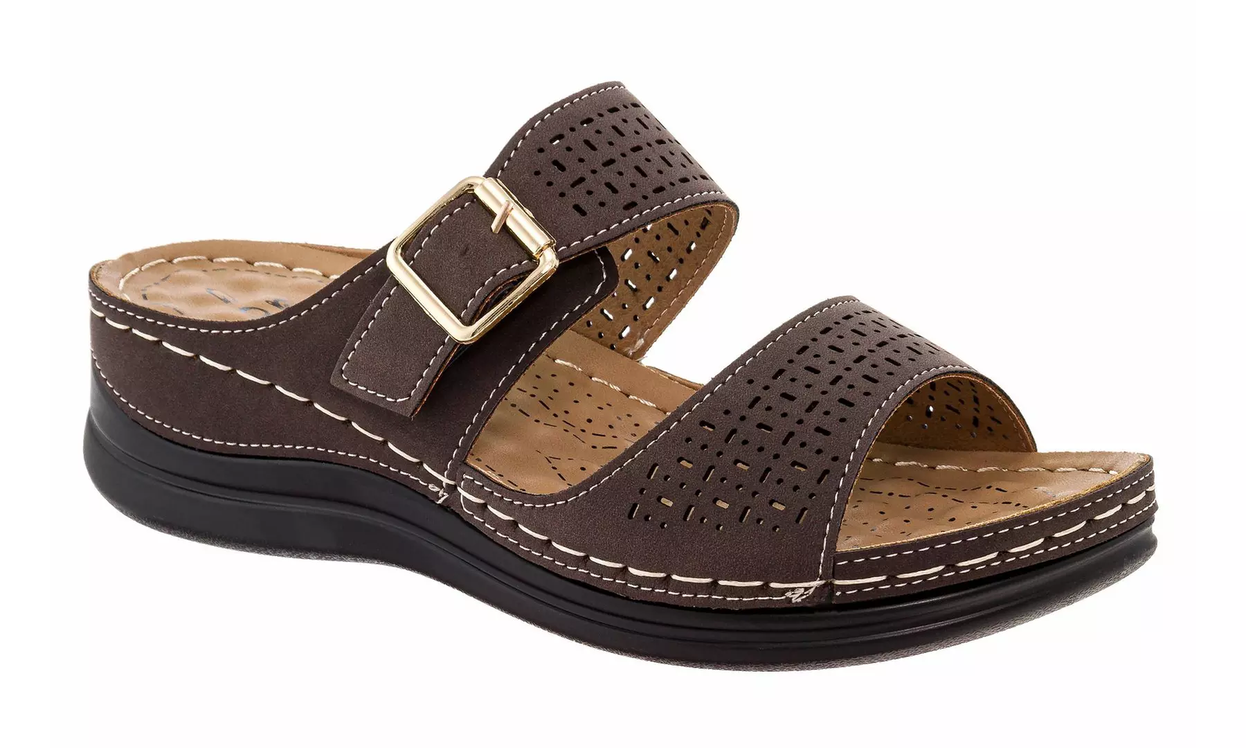 Lady Godiva Double Strap Wedge Sandals - Primary Image