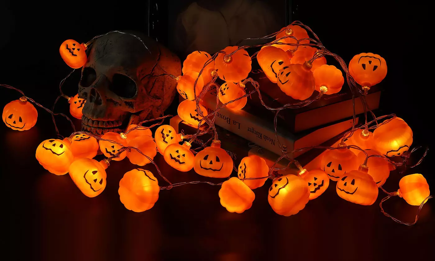 9.8ft 20LED Battery Operated Pumpkin String Lights for Halloween Decorations - Primary Image