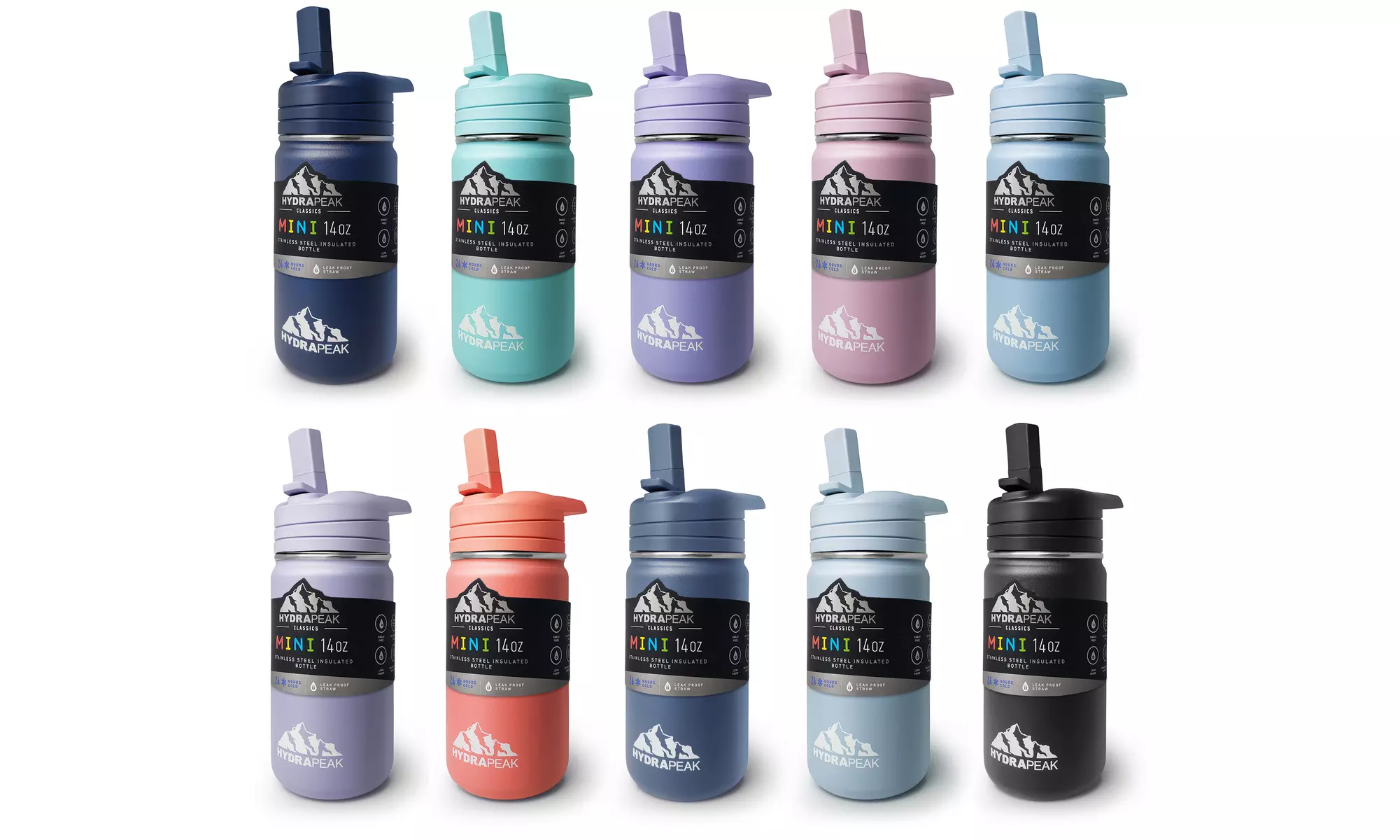 HydraPeak 14oz Kids Stainless Steel Wide Mouth Water Bottle with Straw Lid - Primary Image