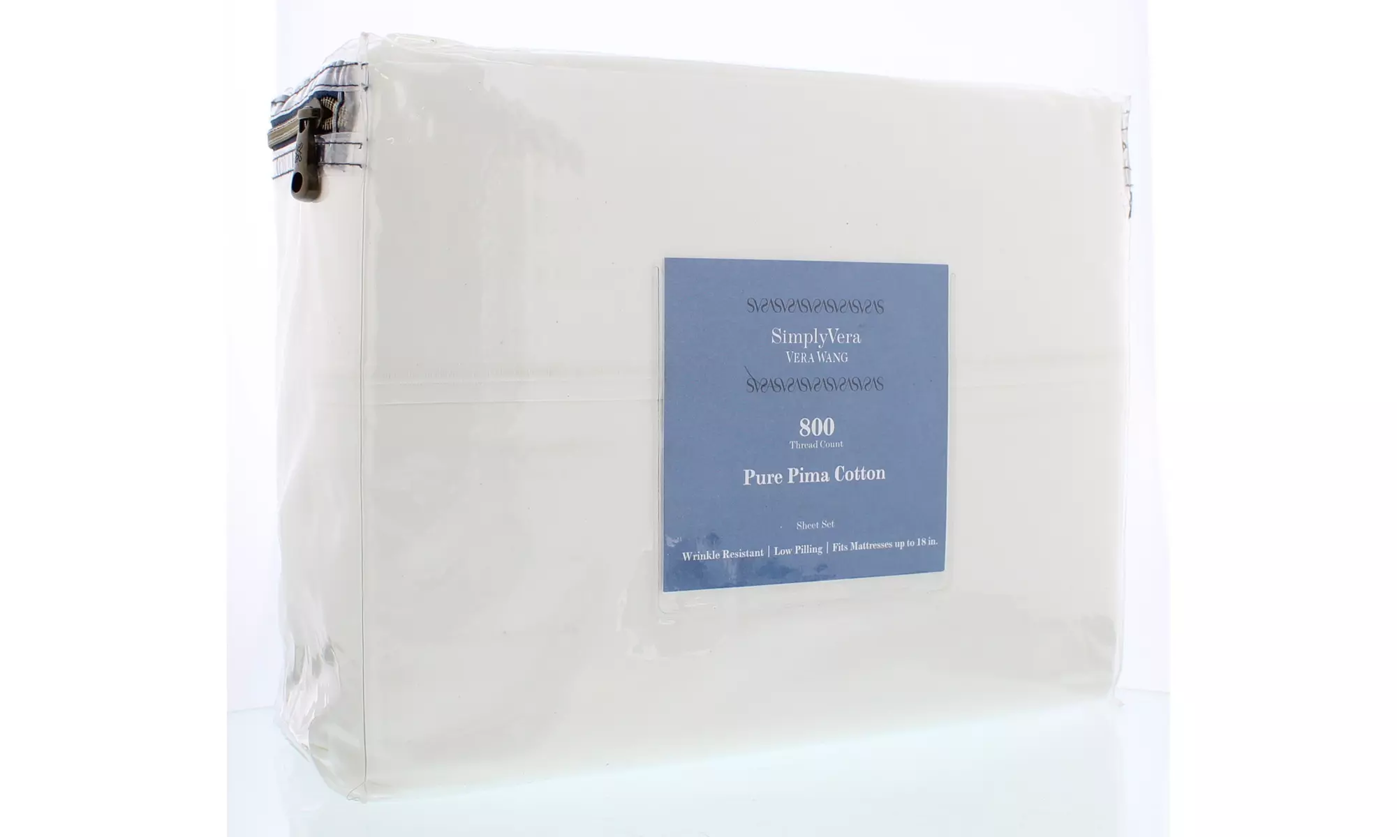 Simply  Vera Wang 800 Thread Count Pure Pima Cotton Queen Size Sheet Set White - Primary Image