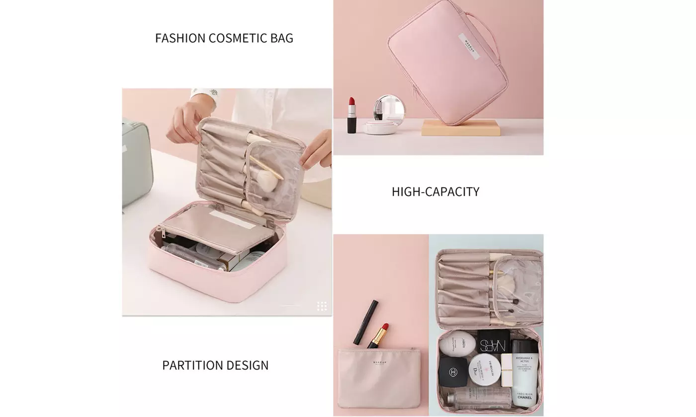 2 Pieces Travel Makeup Bag Toiletry Bag Large Cosmetic Bag with Inner Pouch