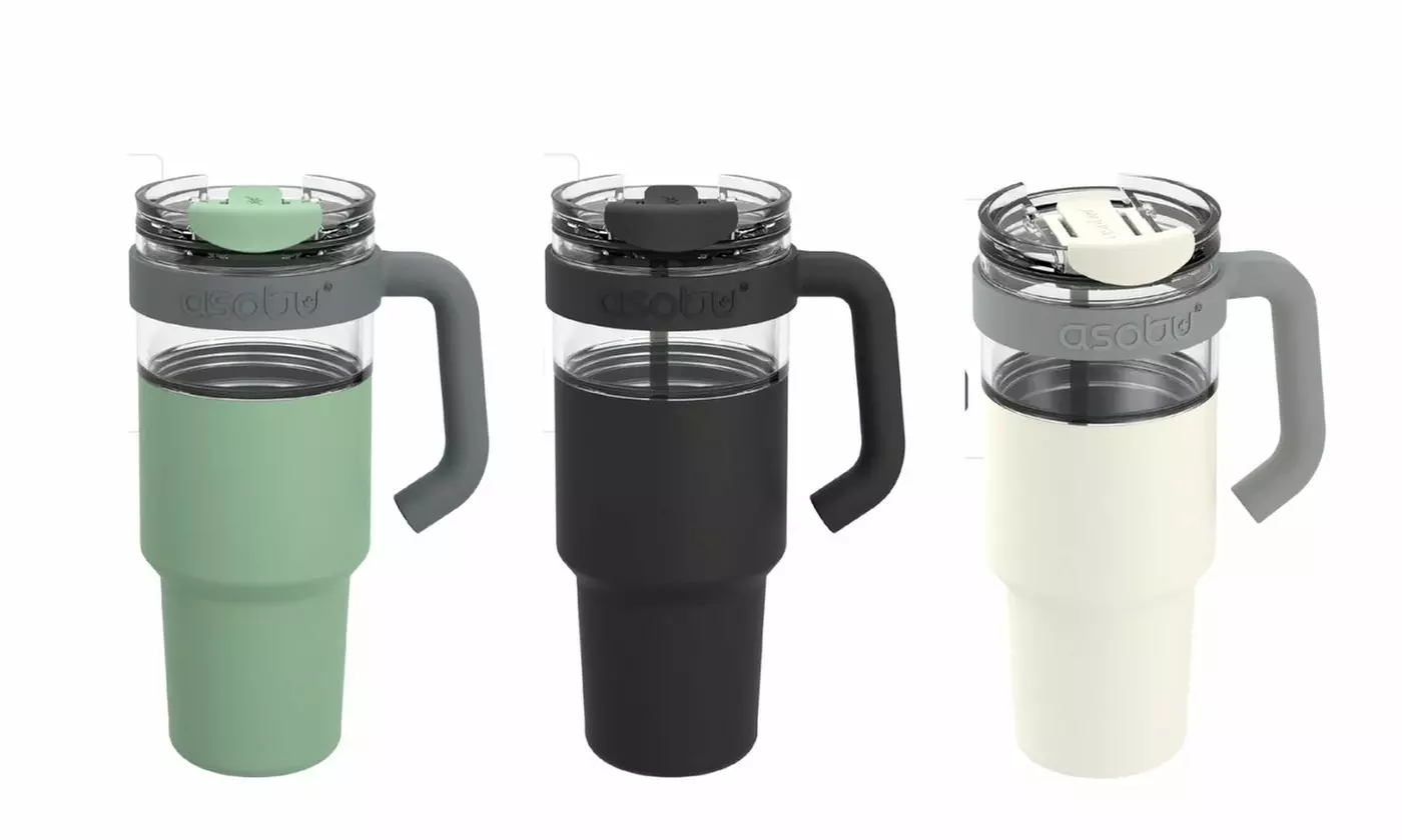 Asobu XL Explorer Tumbler Mug Stainless Steel Insulated Sleeve Over Tritan Mug
