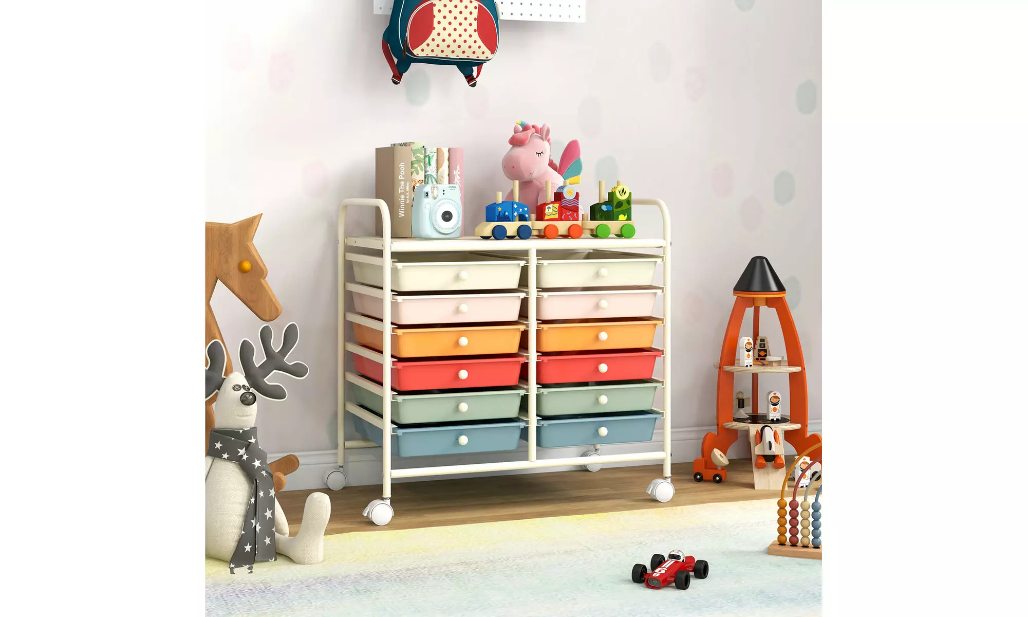 Costway 12 Drawers Rolling Cart Storage Scrapbook Paper Studio Organizer Bins