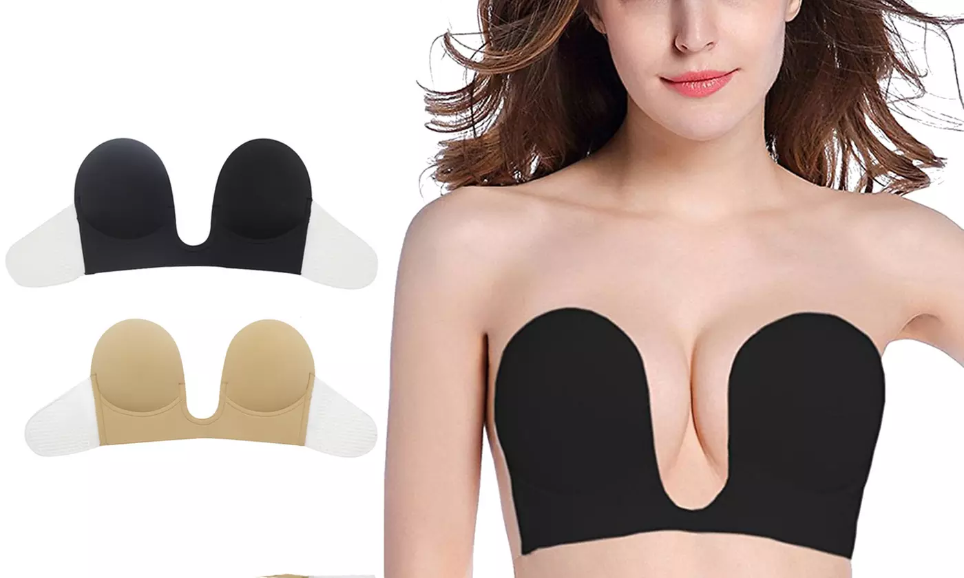 Women Self-Adhesive Invisible Bra Backless Stick Push-Up Silicone Gel Bra - Primary Image