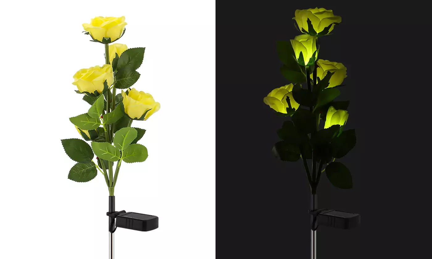 Solar Powered Waterproof Outdoor Solar Garden Stake Lights LED Rose Flowers