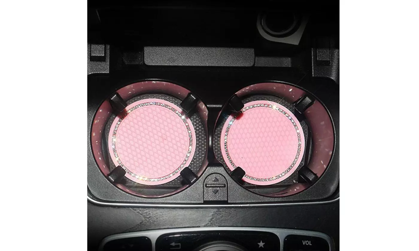 2Pcs Bling Coasters Car Cup Holder Insert Universal Mug Anti Slip 