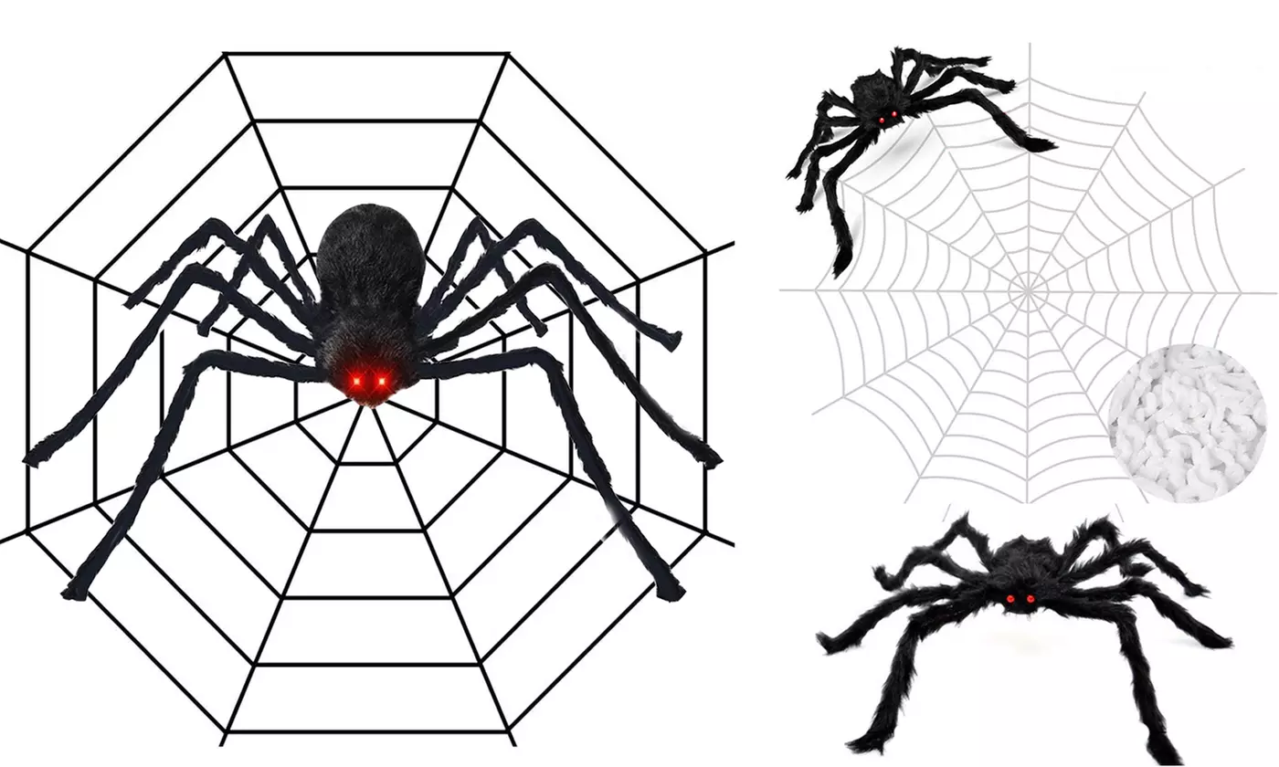 1.5M Giant Large Black Spider Web  Spider Indoor Outdoor Halloween Decorations - Primary Image