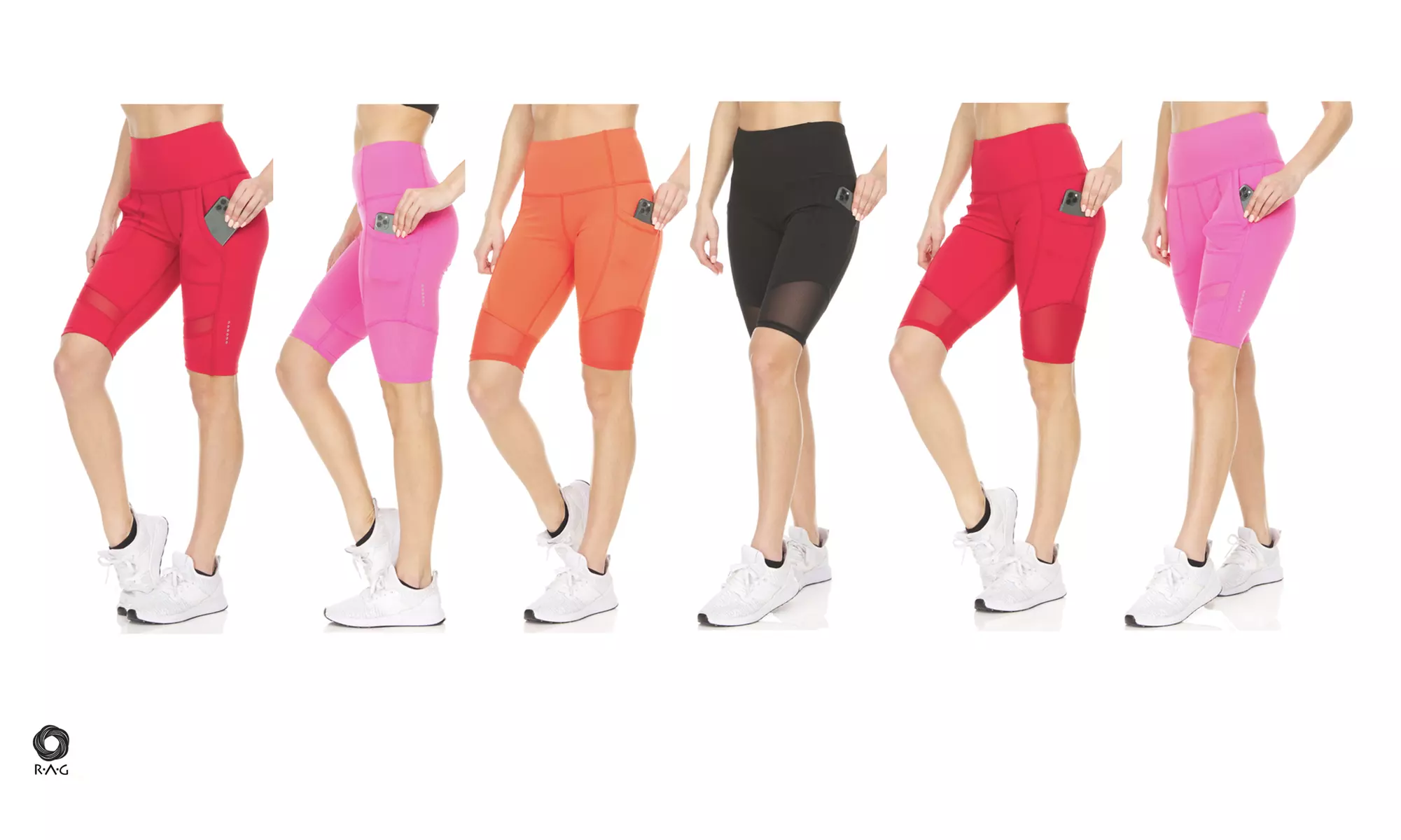 RAG Womens Activewear High Waist Workout Shorts for Yoga with Side Pockets - Primary Image
