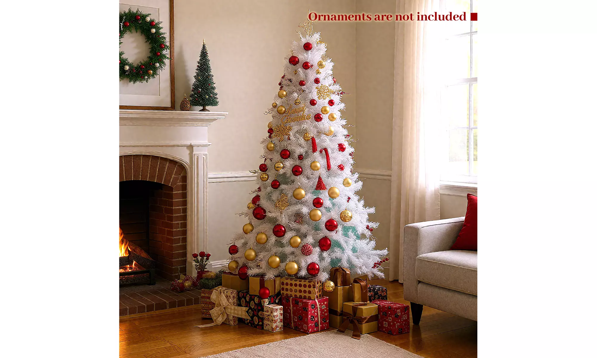 Costway Pre-Lit Artificial Christmas Tree with Branch Tips | Warm White LED Lights | Easy Setup & Home Decor