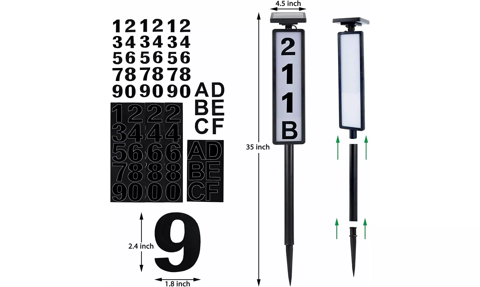 Solar LED House Address Sign with Custom Numbers