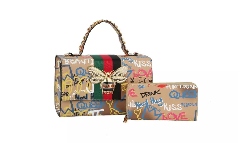 Women's Fashional Patent HandBag  Satchel with wallet