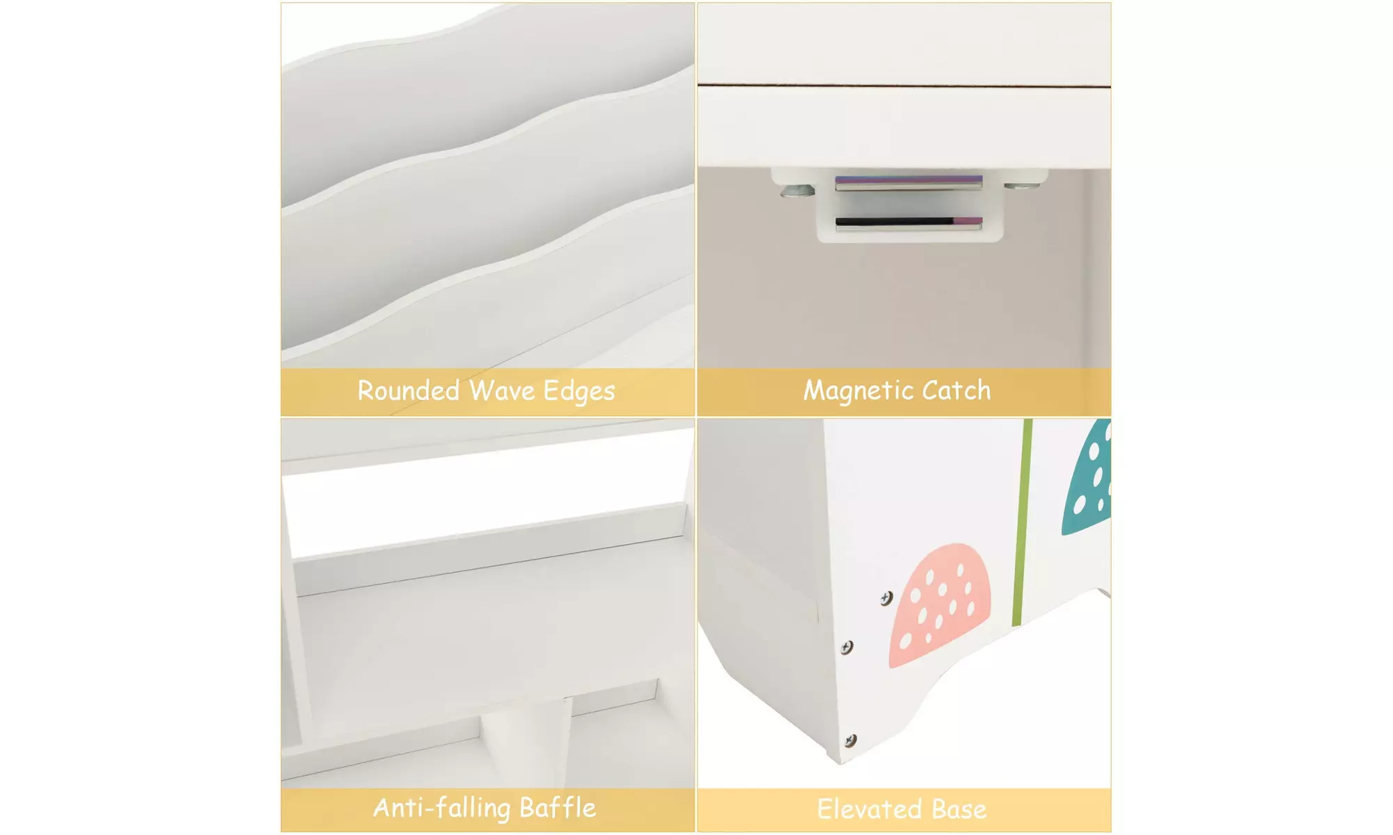 Costway Toy Storage Organizer Display Stand 3-In-1 Kids Toy Shelf w/ Book Shelf