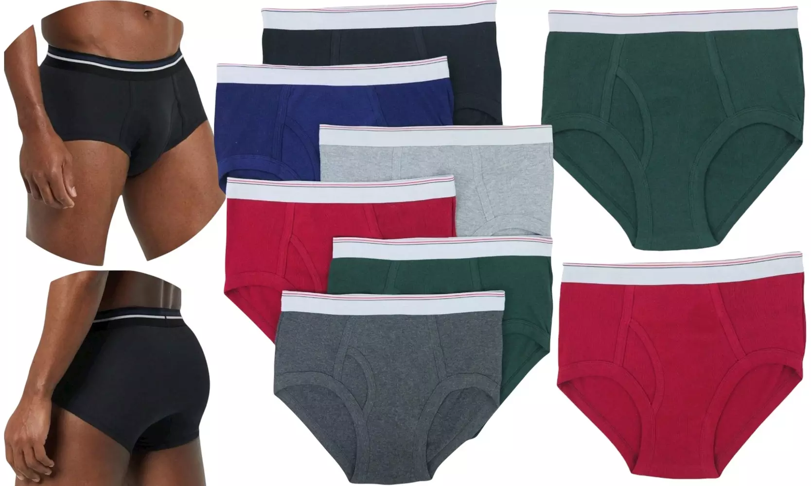 Three or Six ToBeInStyle Men's 100% Premium Cotton Wide Elastic Band Briefs