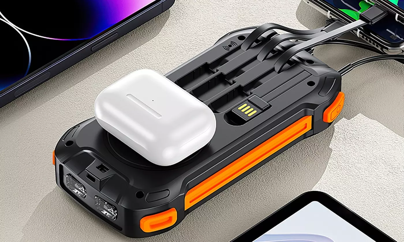 iMounTEK 49800mAh Solar Power Bank with 22.5W PD Fast Charging & Built-In Cables