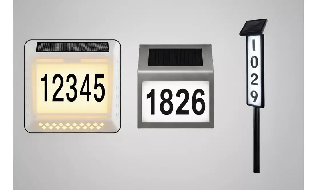 Solar LED House Address Sign with Custom Numbers - Primary Image