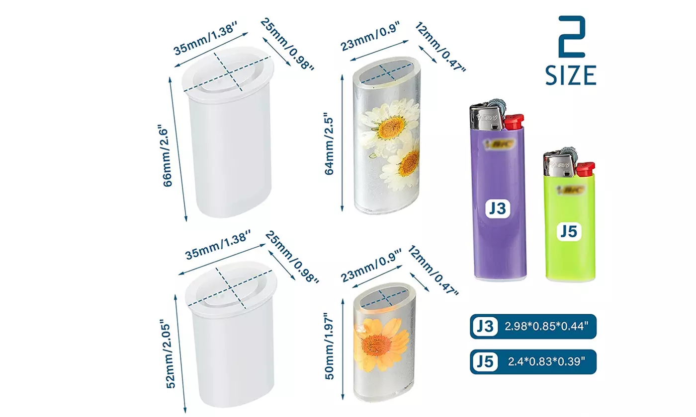 4Pcs Lighter Case Resin Molds DIY Silicone Epoxy Making Tool Mould 
