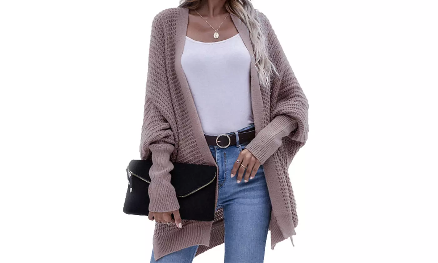 Bohuma Women's Batwing Long Sleeve Cardigan Loose Open Front Sweater Coat