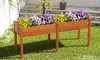 Costway Outdoor Wooden Raised Garden Bed with Divider Panel