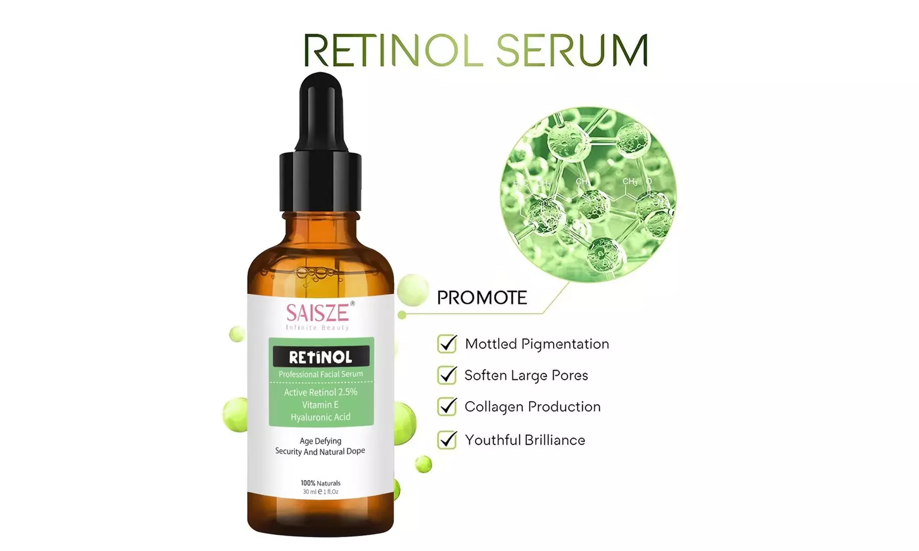 3Pack Anti-Aging-Set with Vitamin-C Retinol and Hyaluronic Acid Serum
