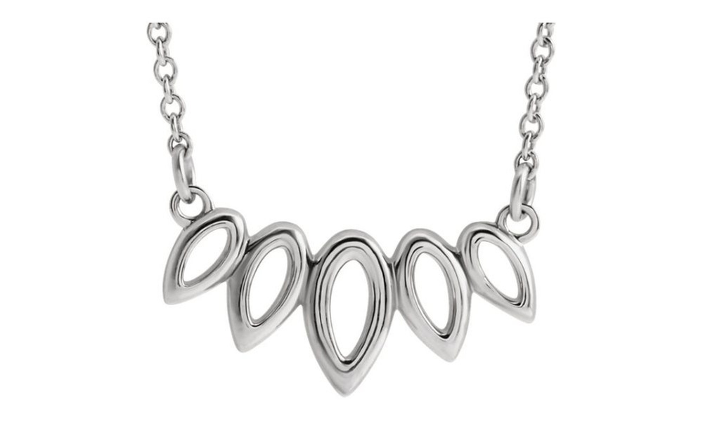 Paris Jewelry White Gold Plated Leaf Necklace