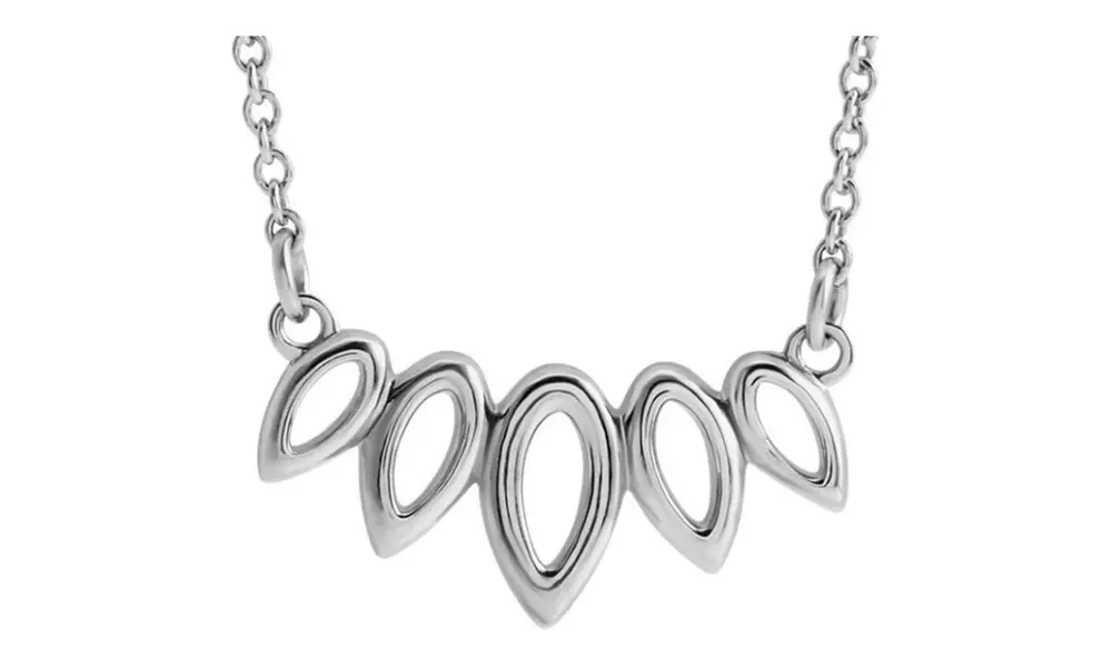 Paris Jewelry White Gold Plated Leaf Necklace - Primary Image